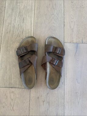 Birkenstock Brown Two-Buckle Slide Sandals